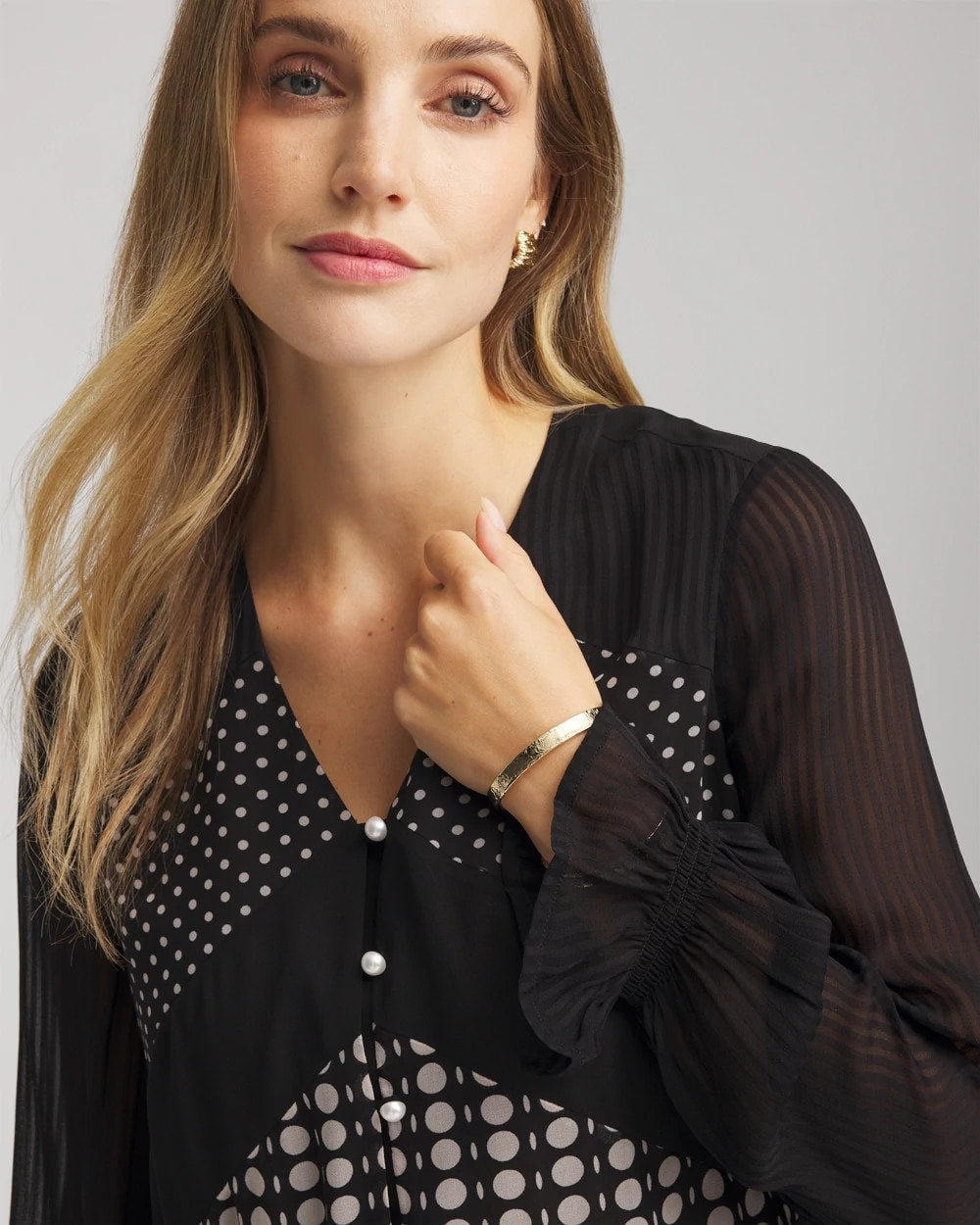 Chico's Popular - Georgette Polka Dot Blouse Black