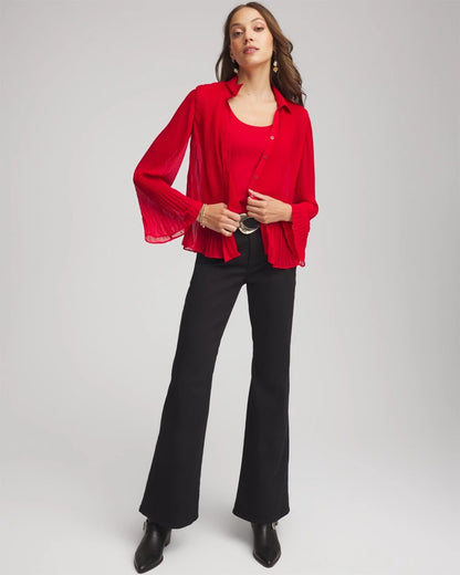 Chico's Recommended - Pleated Georgette Blouse Carmine Red