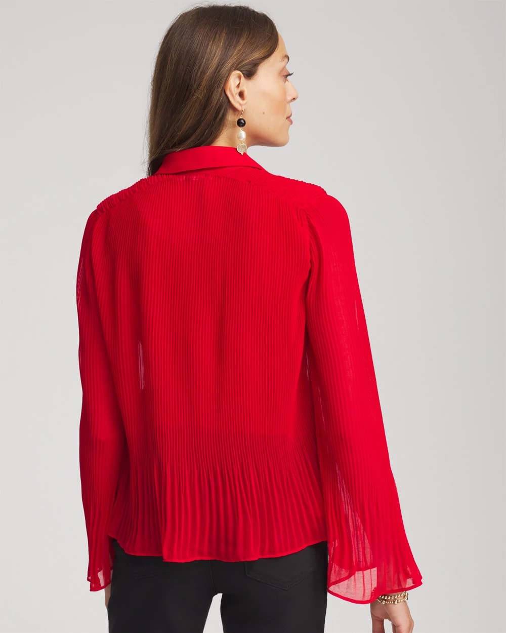 Chico's Recommended - Pleated Georgette Blouse Carmine Red