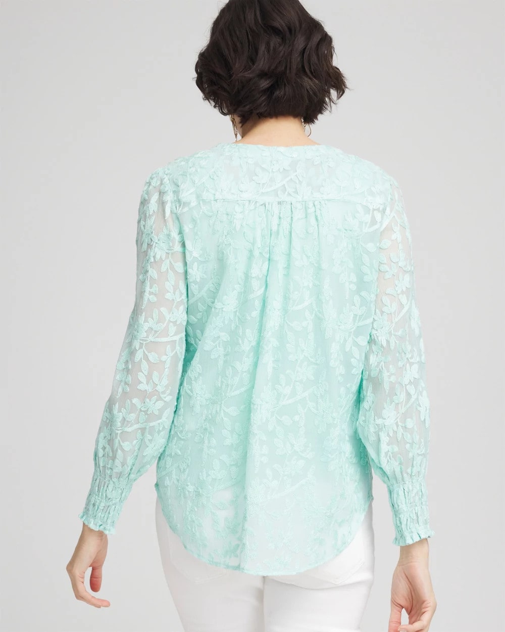 Chico's Latest - Floral Soutache V-Neck Blouse Teal Waters