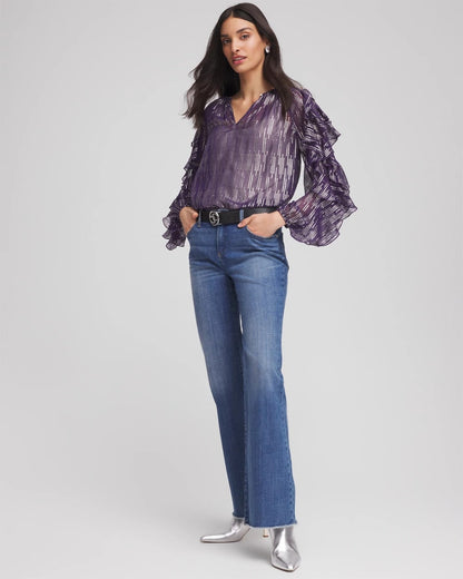 Chico's Featured - Georgette Ruffle Sleeve Blouse Purple Elixir