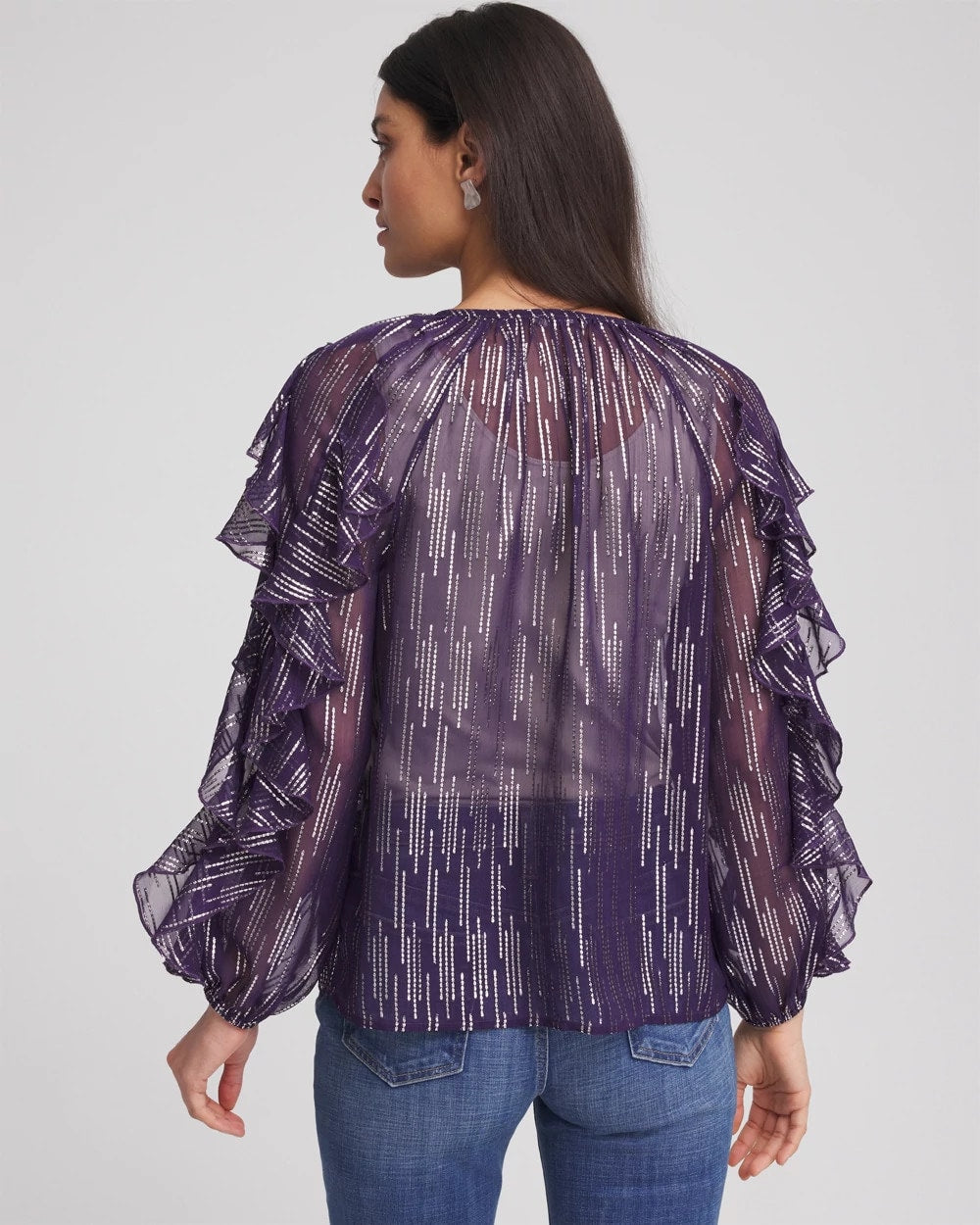 Chico's Featured - Georgette Ruffle Sleeve Blouse Purple Elixir