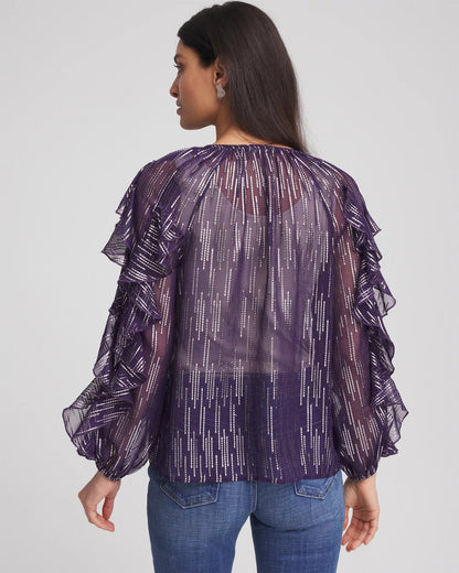 Chico's Featured - Georgette Ruffle Sleeve Blouse Purple Elixir