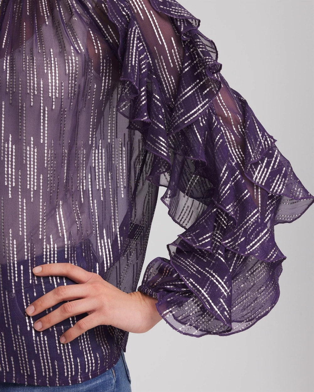 Chico's Featured - Georgette Ruffle Sleeve Blouse Purple Elixir