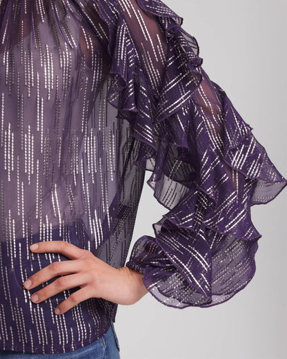 Chico's Featured - Georgette Ruffle Sleeve Blouse Purple Elixir