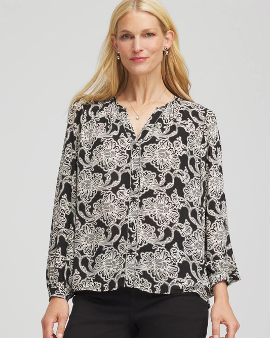 Chico's Classic - Caviar Bead Georgette Blouse Black
