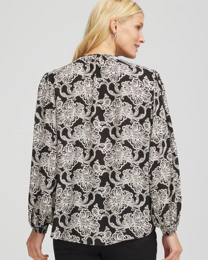 Chico's Classic - Caviar Bead Georgette Blouse Black