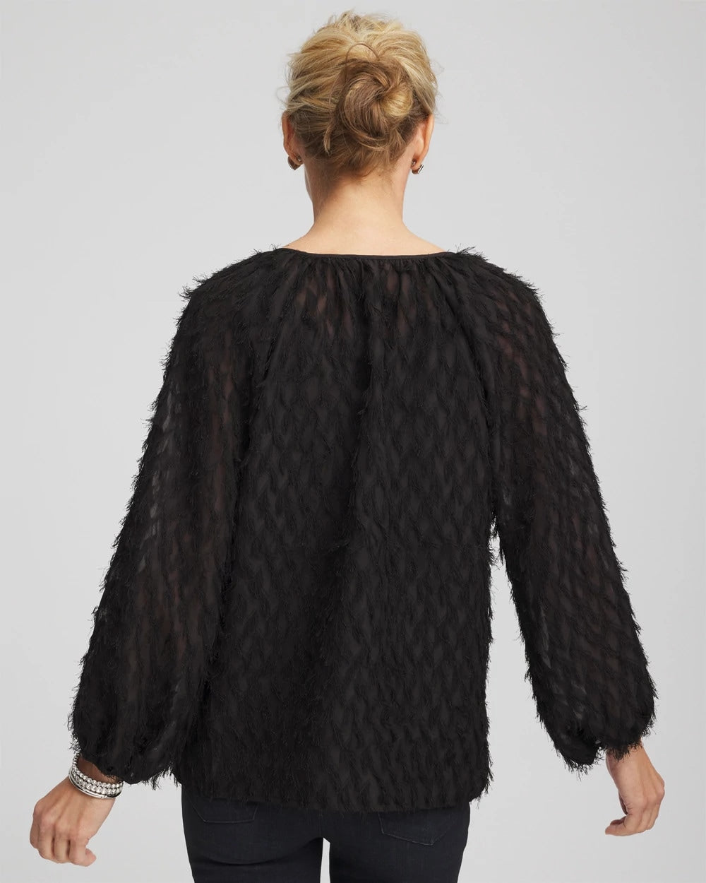 Chico's Best Seller - Feathered Pullover Peasant Blouse Black