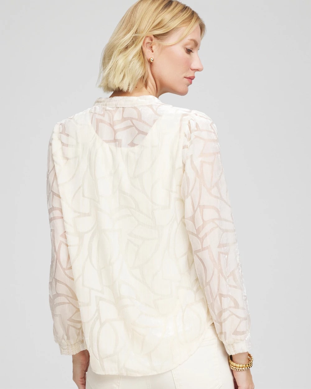 Chico's Smart Buy - Cream Burnout Pullover Blouse English Cream