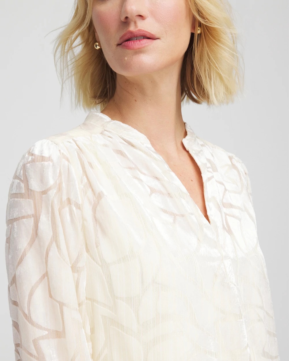 Chico's Smart Buy - Cream Burnout Pullover Blouse English Cream