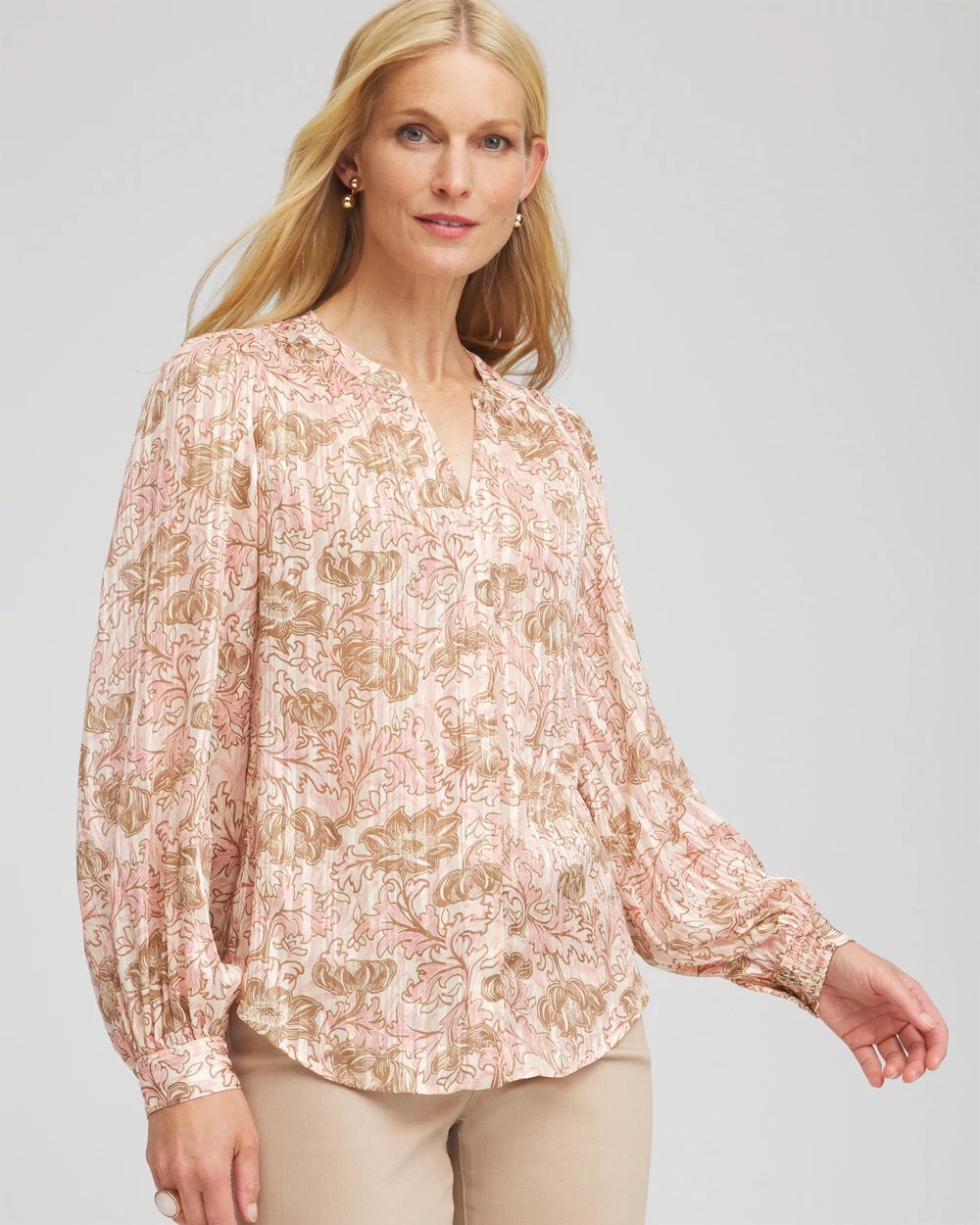 Chico's Best Seller - Revival Bloom Chiffon Blouse Blushed