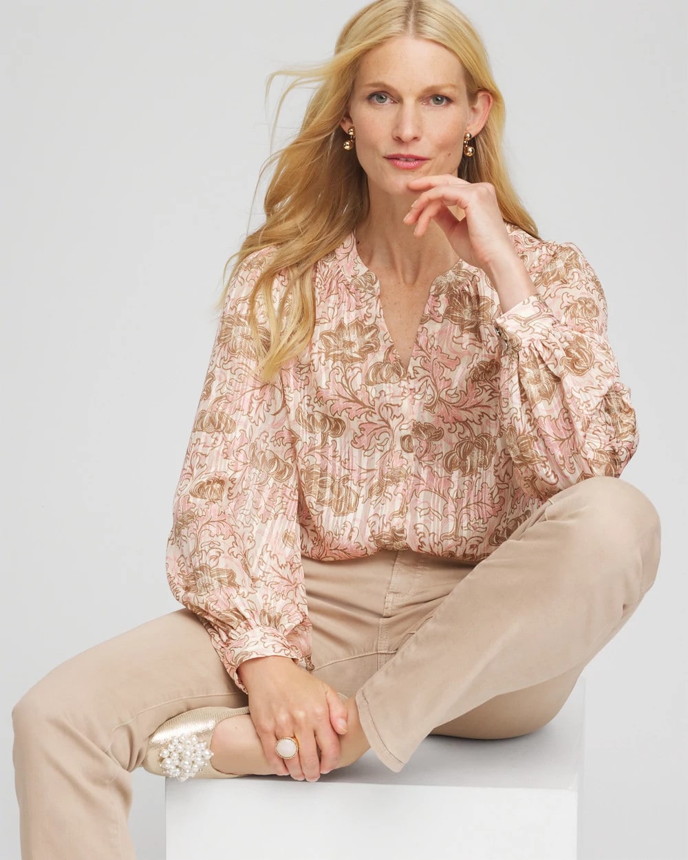 Chico's Best Seller - Revival Bloom Chiffon Blouse Blushed