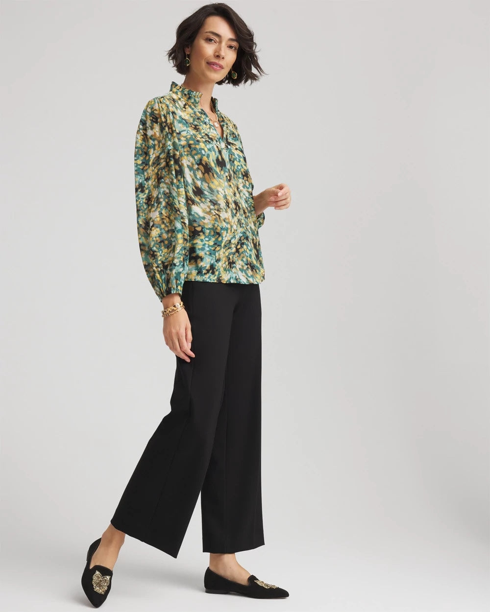 Chico's Sale - Crinkle Relaxed-Fit Blouse Darkest Spruce