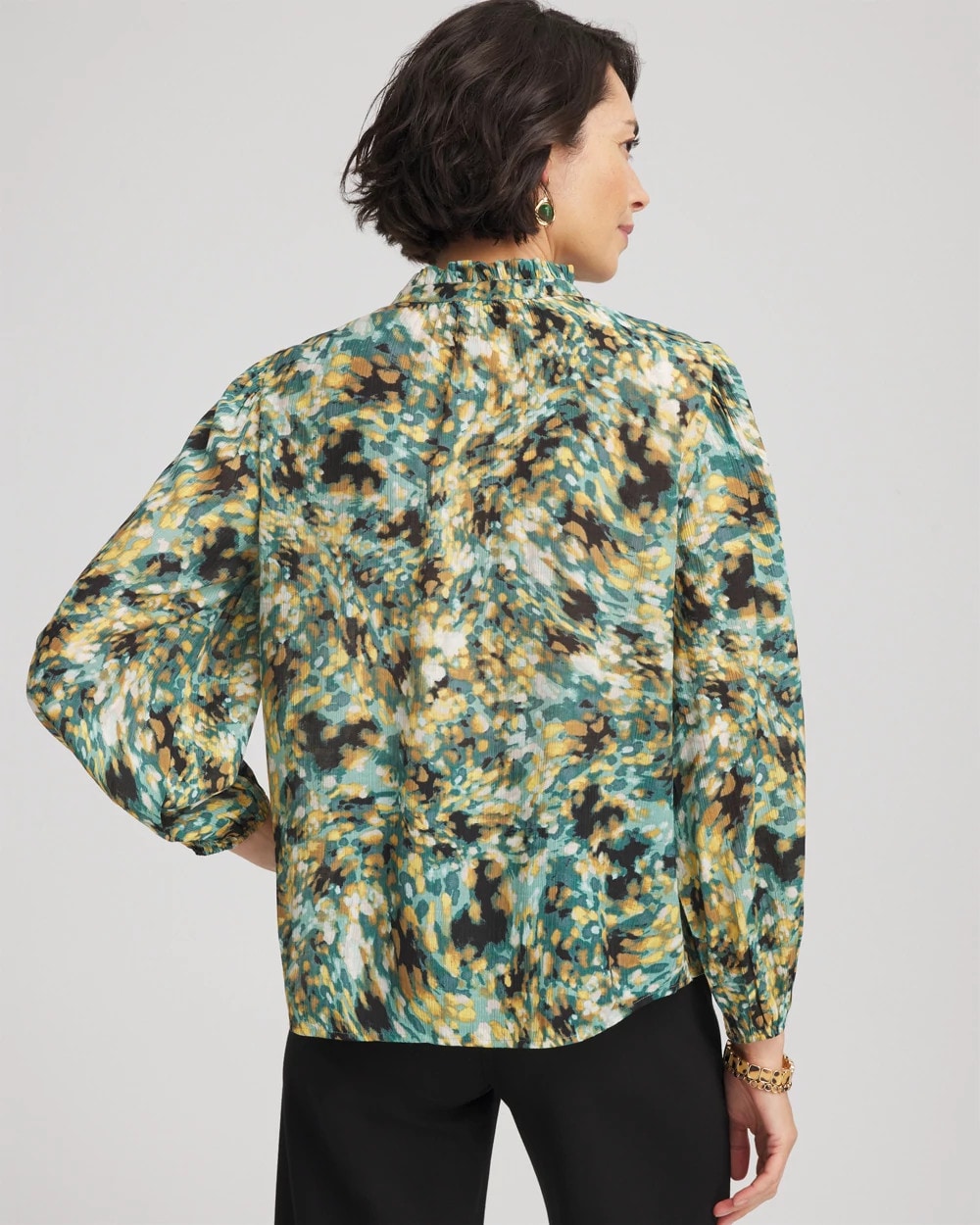 Chico's Sale - Crinkle Relaxed-Fit Blouse Darkest Spruce