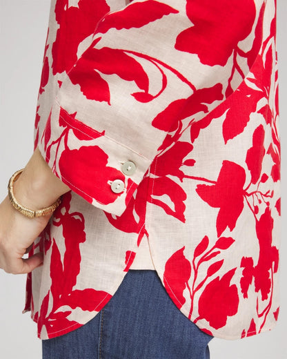Chico's Essential - No Iron™ Floral Linen Shirt Red Glow