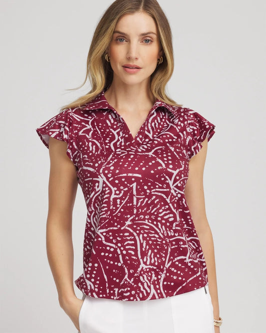 Chico's New - Zenergy® UPF Printed Polo Top Russet Red