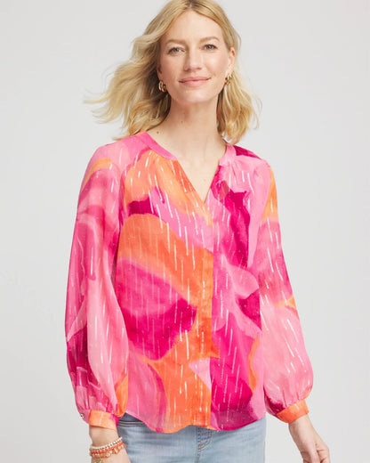 Chico's Classic - Watercolor Classic Fit Chiffon Blouse Crushed Berries