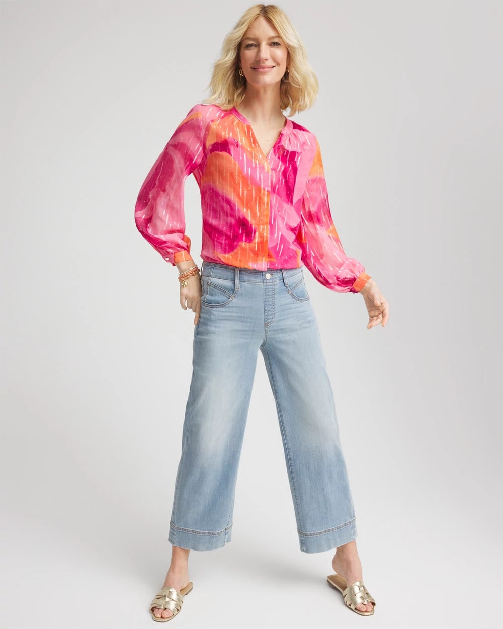Chico's Classic - Watercolor Classic Fit Chiffon Blouse Crushed Berries