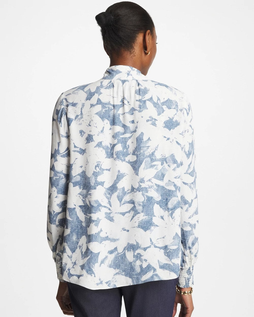 Chico's Top Pick - Faux Silk Mockneck Blouse Tidal Blue