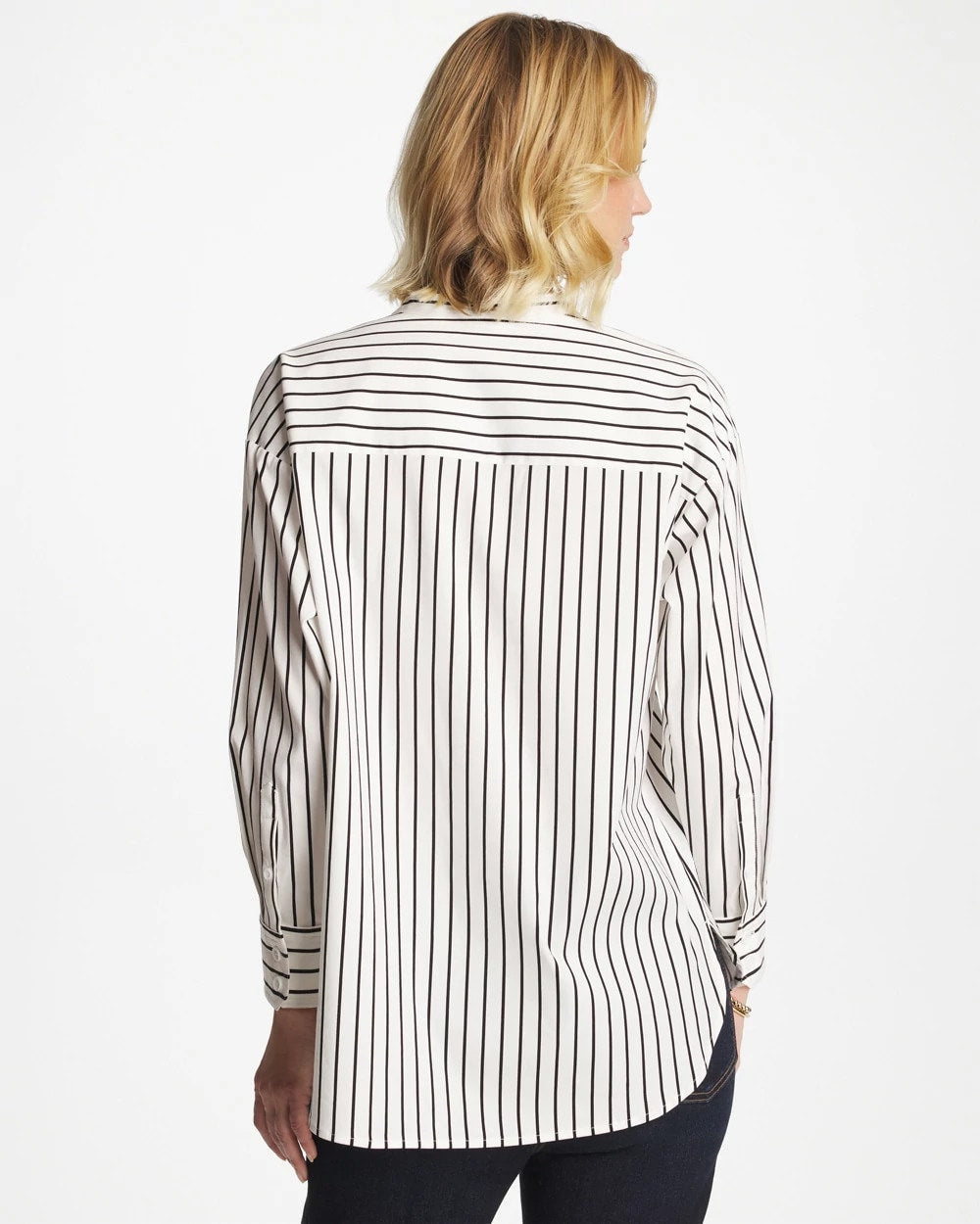 Chico's Everyday - Striped Poplin Applique Tunic Black