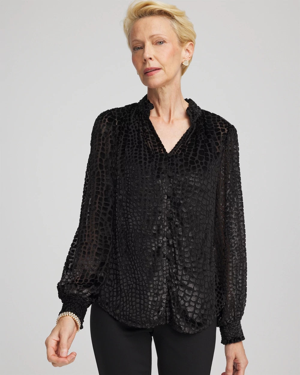 Chico's Sale - Burnout Velvet Blouse Black