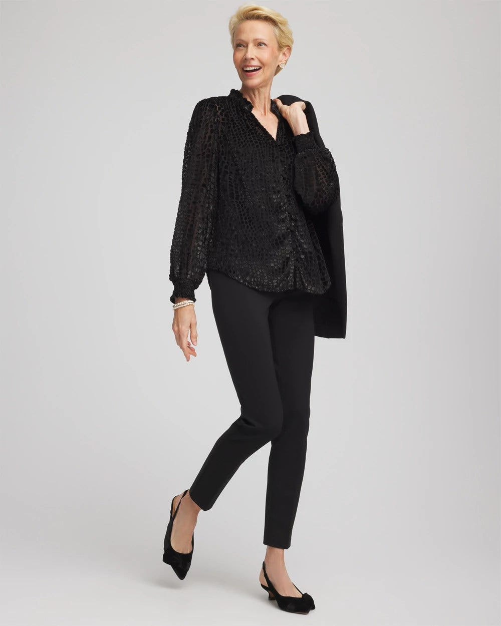Chico's Sale - Burnout Velvet Blouse Black