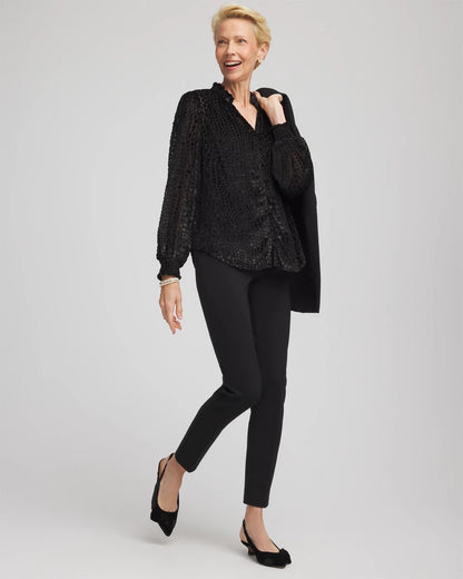 Chico's Sale - Burnout Velvet Blouse Black