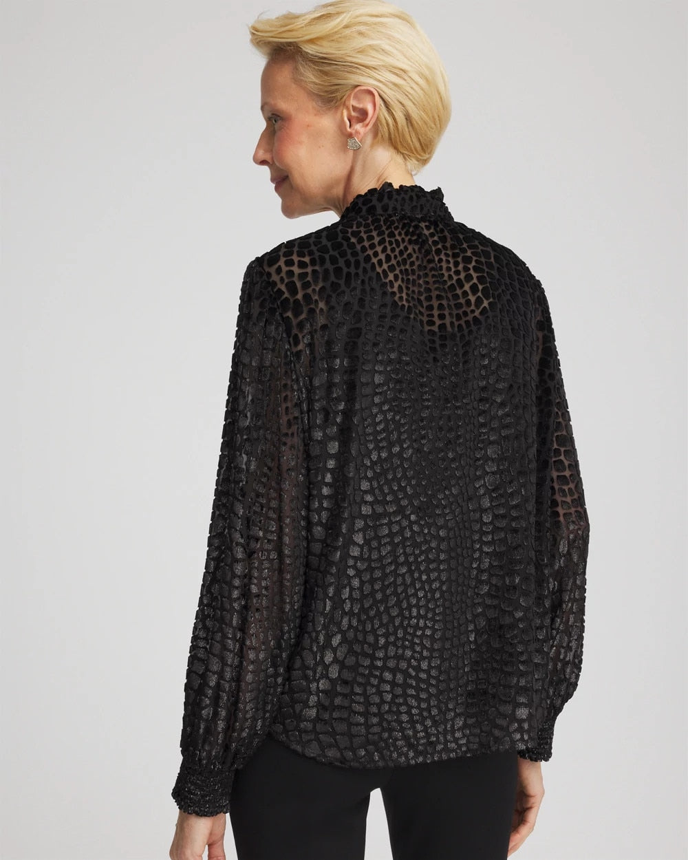 Chico's Sale - Burnout Velvet Blouse Black