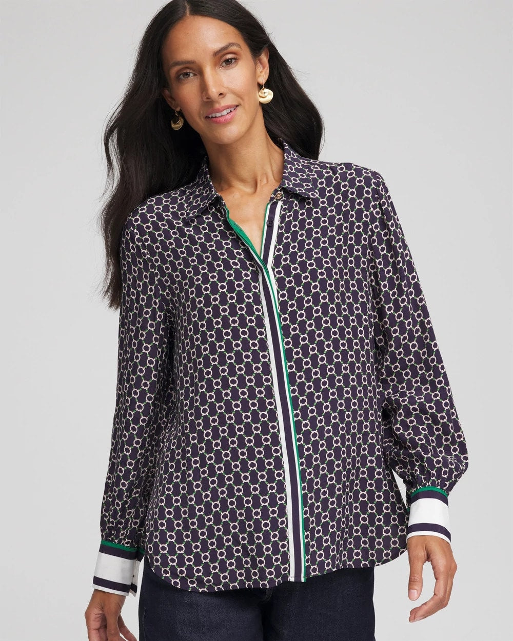 Chico's Featured - Faux Silk Twill Shirt Passport Blue