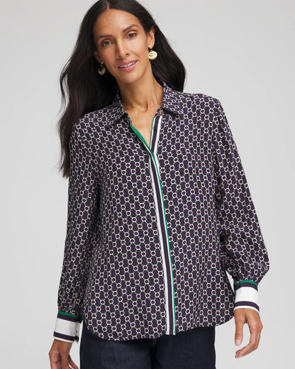 Chico's Featured - Faux Silk Twill Shirt Passport Blue