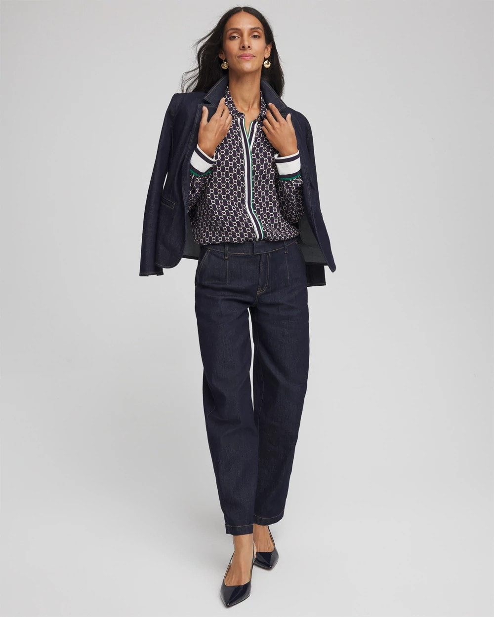 Chico's Featured - Faux Silk Twill Shirt Passport Blue