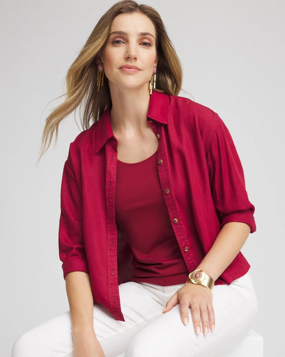 Chico's Featured - Tencel™ Classic Fit Shirt Russet Red