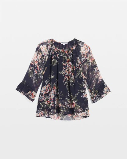 Chico's Premium - Floral Georgette Blouse Passport Blue