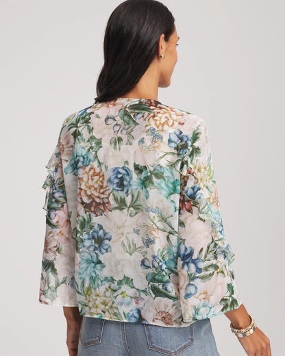 Chico's Quality - Georgette Ruffled V-Neck Blouse Rose Smoke
