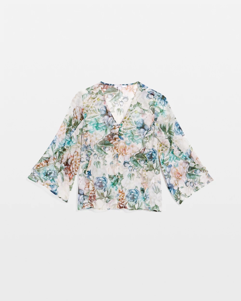 Chico's Quality - Georgette Ruffled V-Neck Blouse Rose Smoke