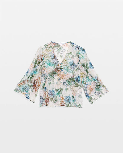 Chico's Quality - Georgette Ruffled V-Neck Blouse Rose Smoke