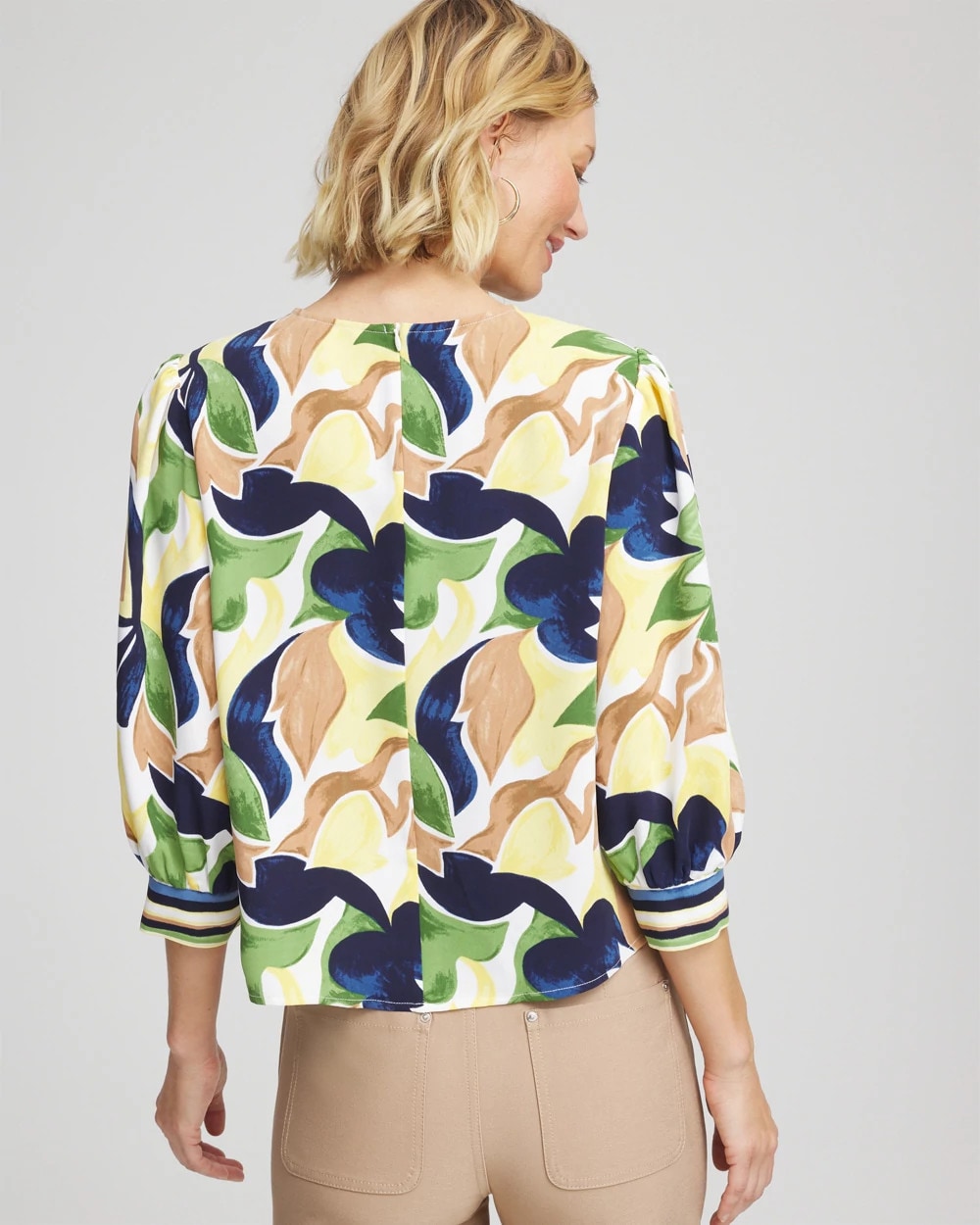 Chico's Best Price - Mod Blooms Matte Satin Pullover Panna Cotta