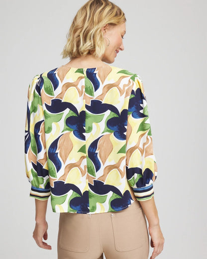 Chico's Best Price - Mod Blooms Matte Satin Pullover Panna Cotta