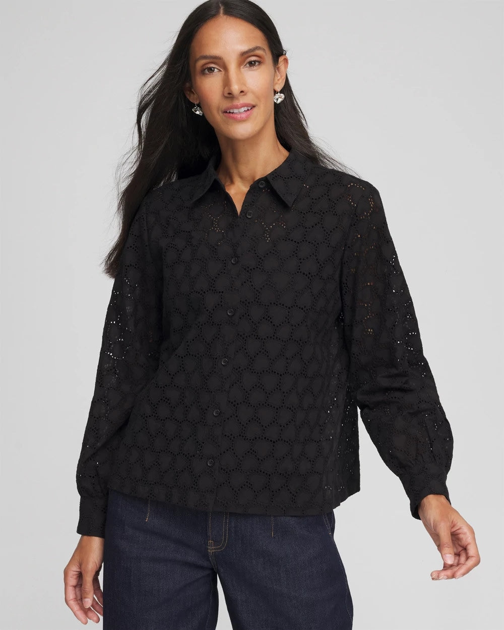 Chico's Best Price - Heart Eyelet Shirt Black