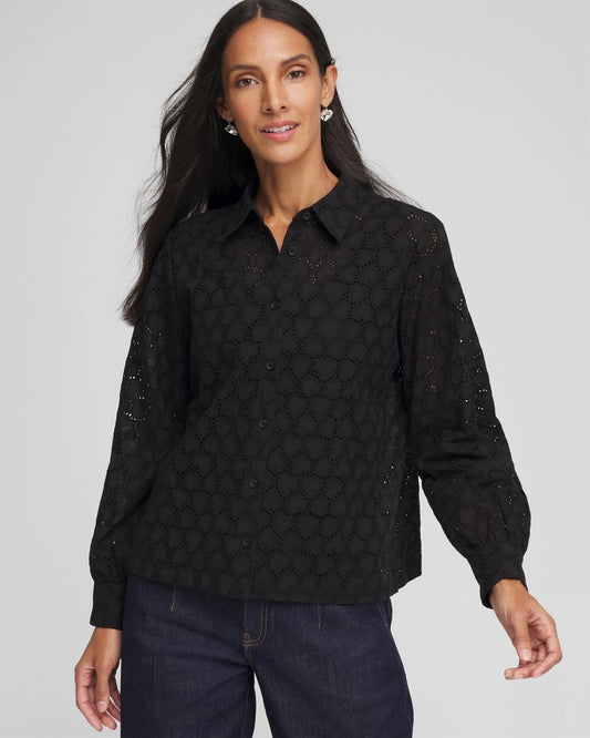 Chico's Best Price - Heart Eyelet Shirt Black