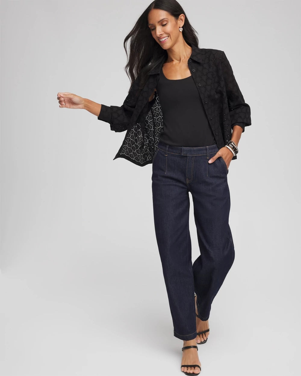 Chico's Best Price - Heart Eyelet Shirt Black