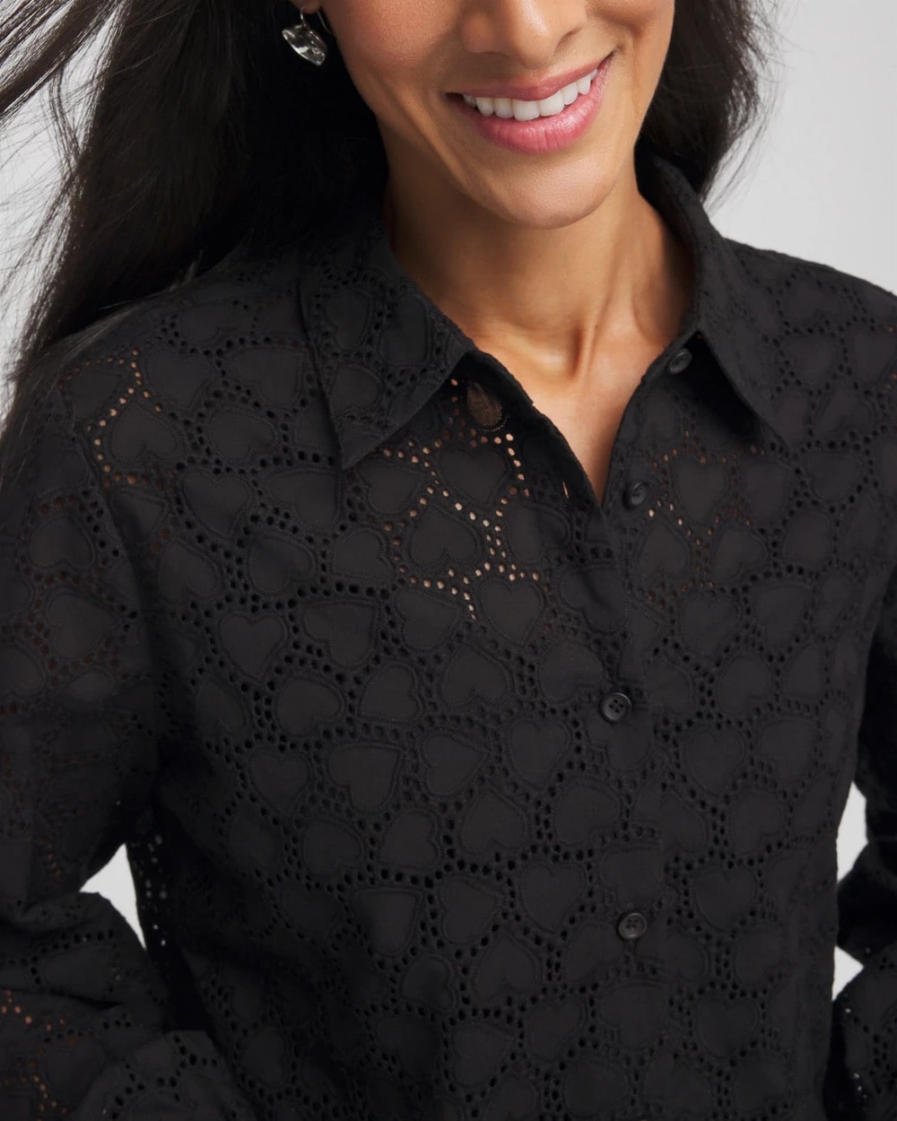 Chico's Best Price - Heart Eyelet Shirt Black