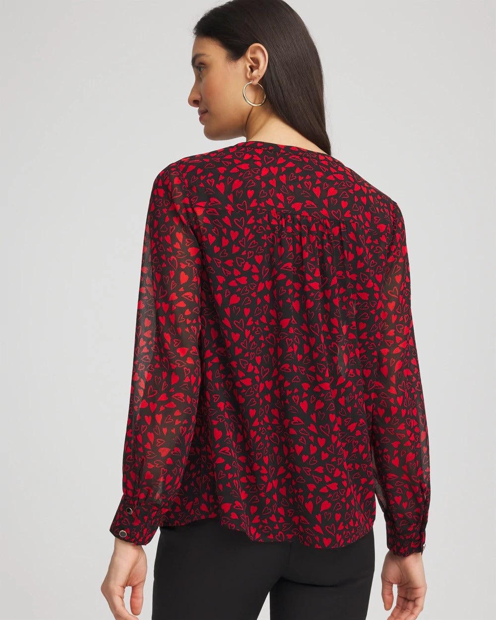 Chico's Classic - Lover Girl Georgette Blouse Love Letter Red