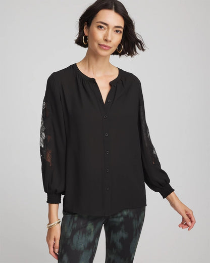 Chico's Great Value - Crepe Banded Collar Blouse Black