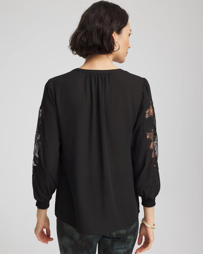 Chico's Great Value - Crepe Banded Collar Blouse Black