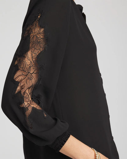 Chico's Great Value - Crepe Banded Collar Blouse Black