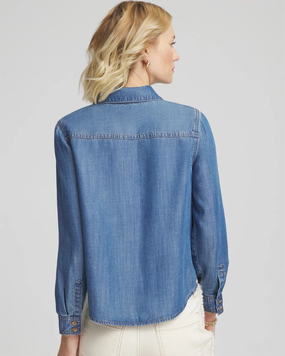 Chico's Trusted - Tencel™ Colorblock Classic-Fit Shirt Bailey Indigo