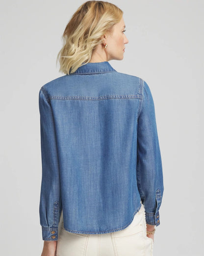 Chico's Trusted - Tencel™ Colorblock Classic-Fit Shirt Bailey Indigo