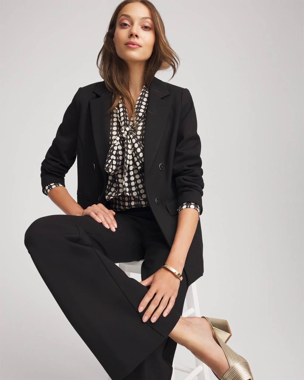 Chico's Best Seller - Clip-Dot Tie-Front Blouse Black