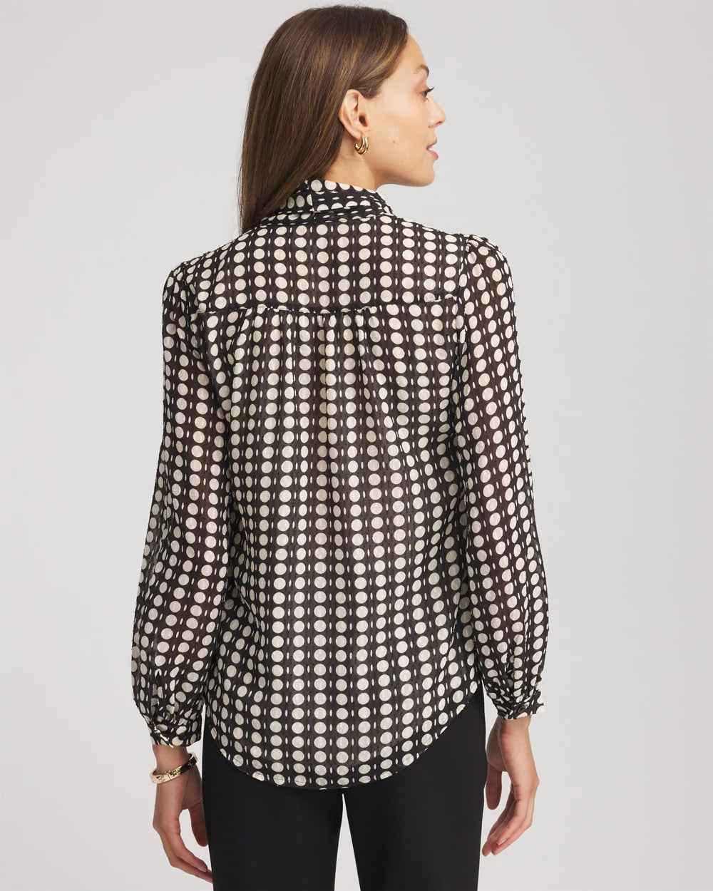 Chico's Best Seller - Clip-Dot Tie-Front Blouse Black